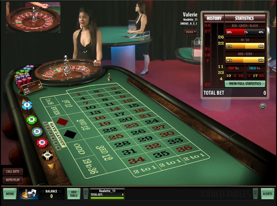 A view of an online roulette table